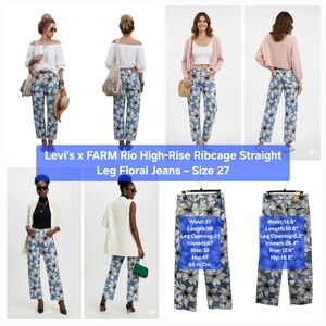 Levi's x FARM Rio High-Rise Ribcage Straight Leg Floral Jeans Size 27